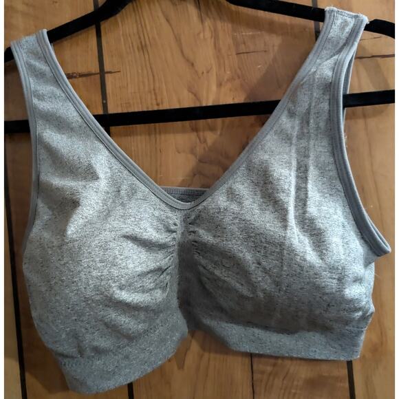 Womens Bra Bralette Plus Size 1X Gray Pullover REmoveable Pads Stretch Wireless - Picture 1 of 4